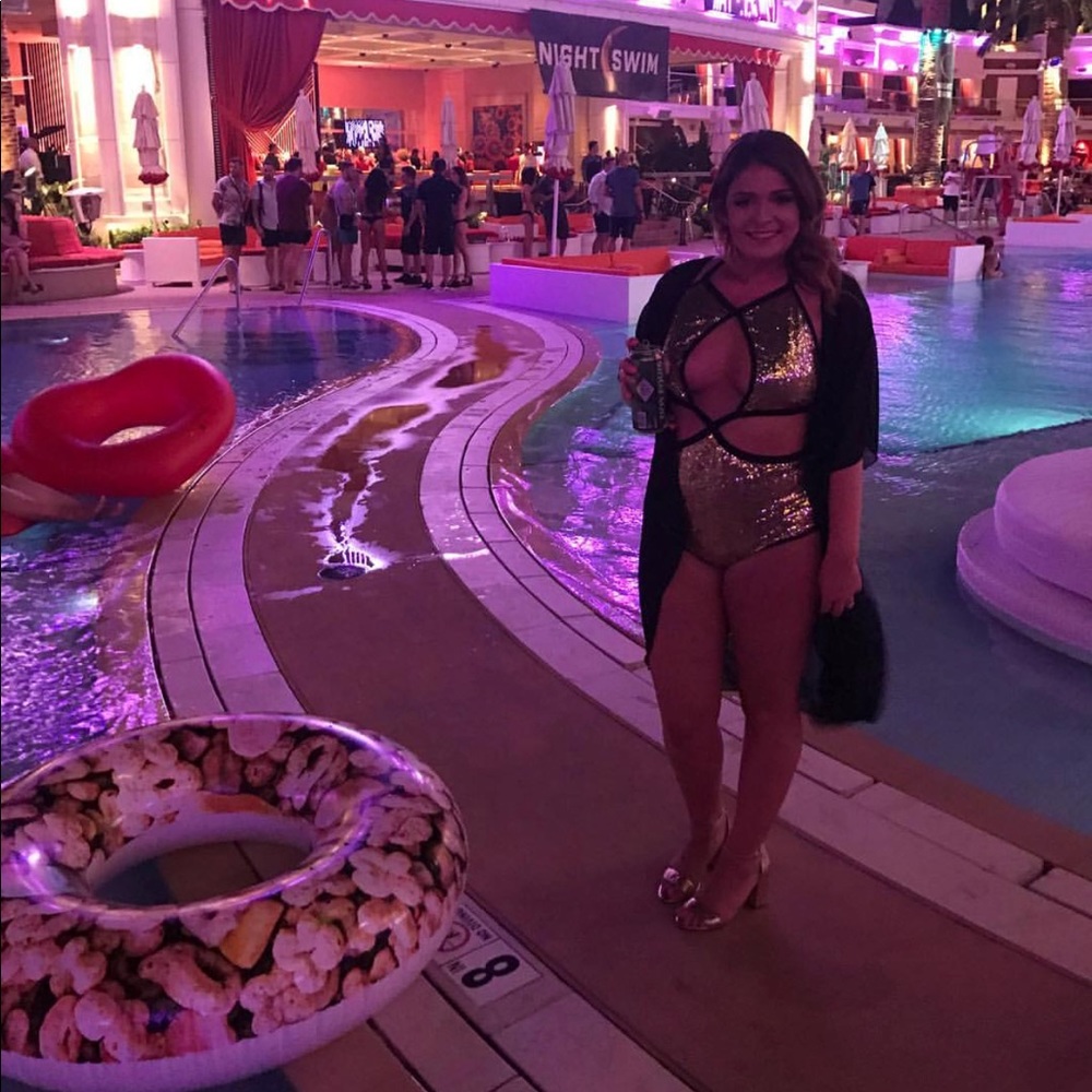 Gold sequin one piece swimsuit. Vegas swimsuit